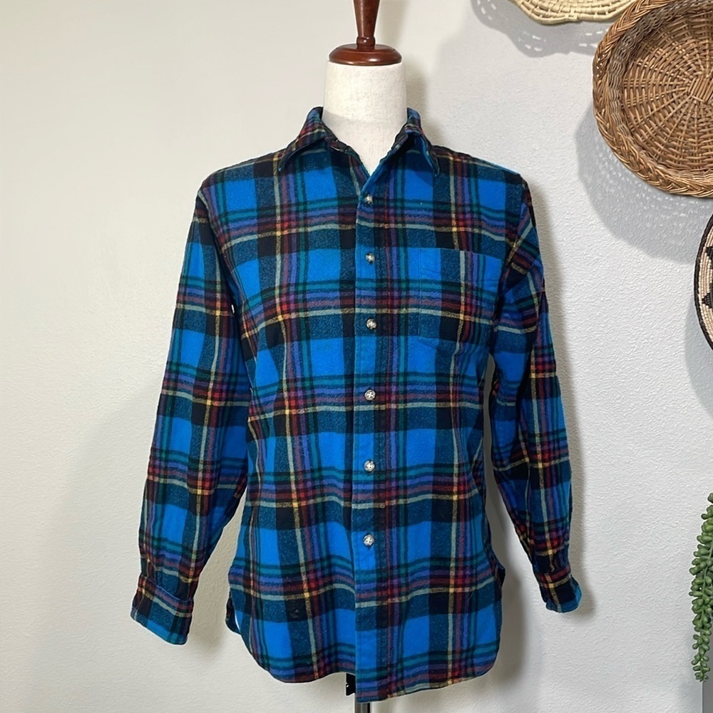 Ladies Vintage Pendleton Button Up Shirt Turquoise Red Rider Shirt Size Medium